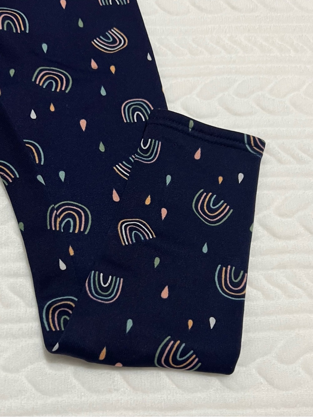 💗 Lily & Dan - Kids Navy Rainbow Print Fleece Leggings - Picture 4 of 9